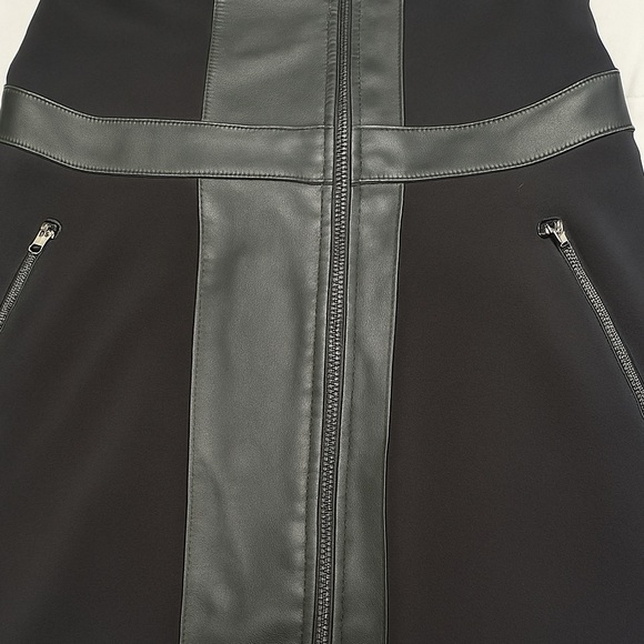 Kathy Heyndels Black Faux Leather Moto A-Line Dress Size 3 (US Medium) - Picture 5 of 10